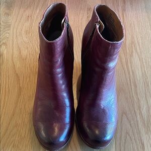 Size 8.5 Kork-Ease Maroon Ankle Wedge Booties